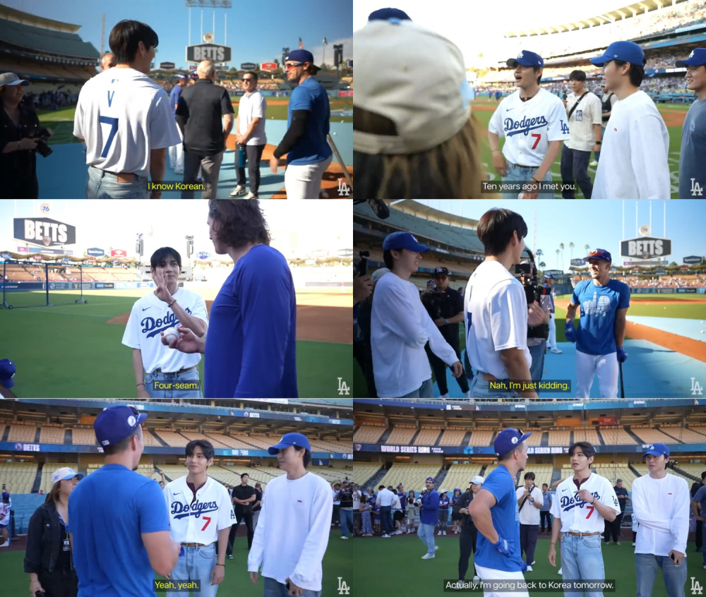 Behind-The-Scenes Footage Shows BTS’s V (Kim Taehyung) Preparing for His First Pitch at Dodgers Stadium 4 Kim Taehyung at Dodgers game 2014