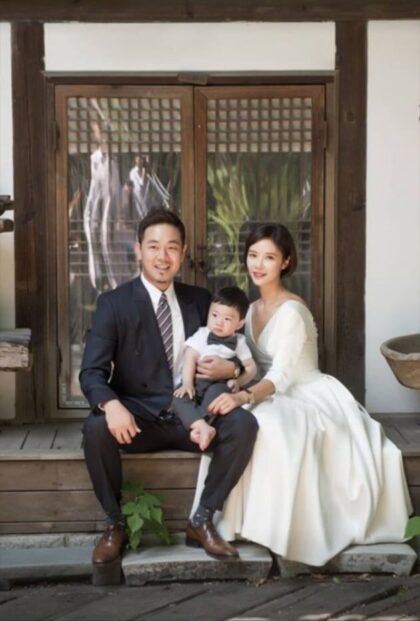 Hwang with family