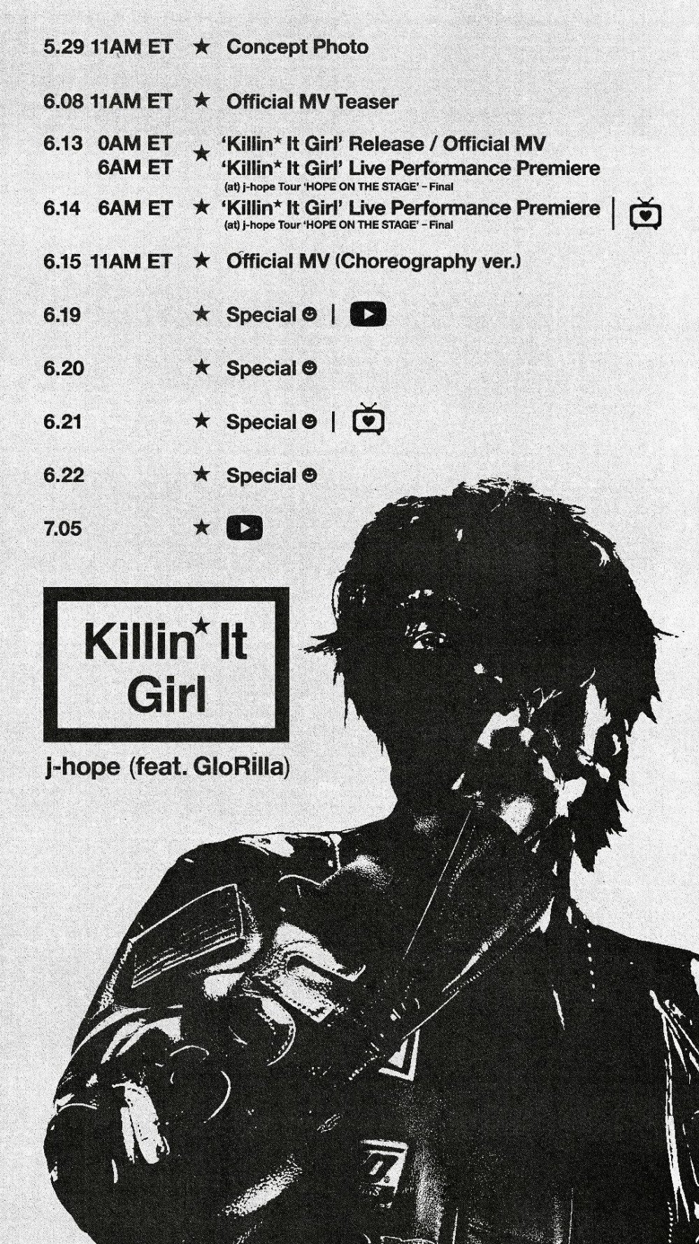 J-Hope Unveils Promotion Schedule for "Killin' It Girl (Feat. GloRilla)" 2 J-Hope Unveils Promotion Schedule for "Killin' It Girl (Feat. GloRilla)"