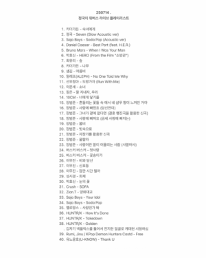 Jungkook's Weverse Live Playlist